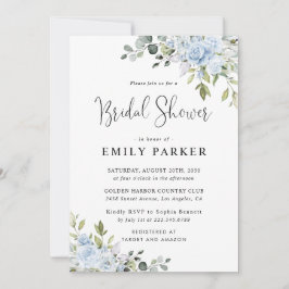 Invitación Lluvia de Regalos Nupciales Floral Eucalipto Azul