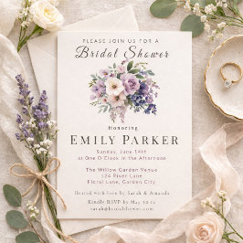 Invitación Lluvia de Regalos Nupciales Floral Morado Romántic