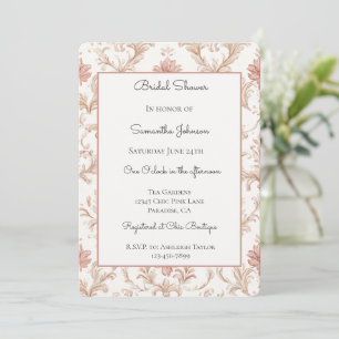 Invitación Lluvia de Regalos Nupciales Floral Rosa Crema Blan