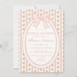 Invitación Lluvia de Regalos Nupciales Floral Vintage Beige y
