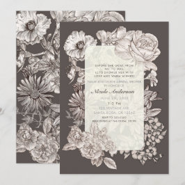 Invitación Lluvia de Regalos Nupciales Floral Vintage Moderno