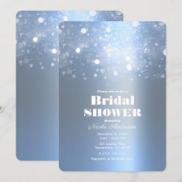Invitación Lluvia de Regalos Nupciales Luces Brillantes Azul