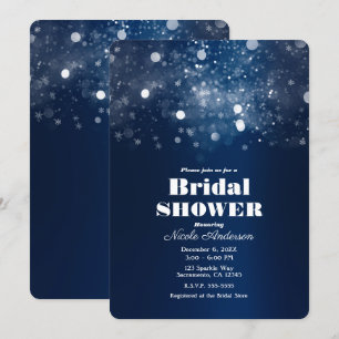 Invitación Lluvia de Regalos Nupciales Luces Brillantes Azule