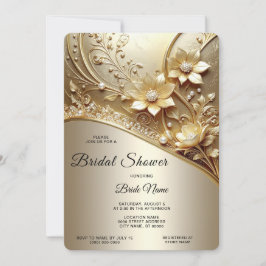 Invitación Lluvia de Regalos Nupciales Moderna Ornata Dorada