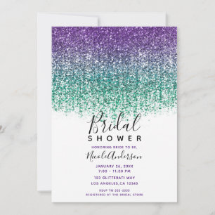 Invitación Lluvia de Regalos Nupciales Purpura Turquesa Brill