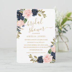Invitación Lluvia de Regalos Nupciales Rosa Moderna Floral