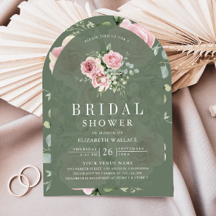 Invitación Lluvia de Regalos Nupciales Rosa Sonrojo Floral Ve