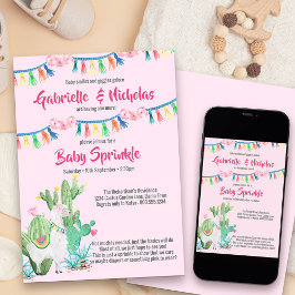 Invitación Lluvia de regalos para bebé Llama Rosa Baby Shower