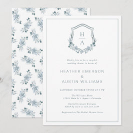 Invitación Lluvia de Regalos para la Pareja de Azul Floral