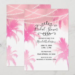 Invitación Lluvia de Regalos para Novia con Palmeras Rosadas