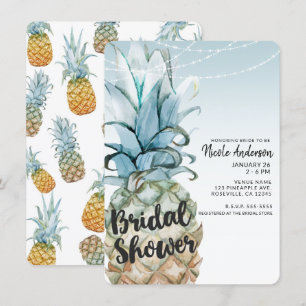 Invitación Lluvia de Regalos para Novia con Piña Tropical y L