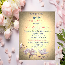 Invitación Lluvia de Regalos Rústica Vintage Flor, Magnolia p