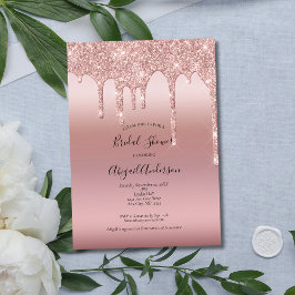 Invitación Lluvia de Rosa Dorado Rosa para Despedida de Solte