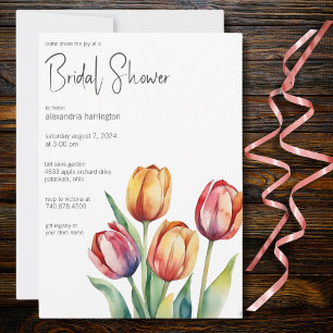 Invitación Lluvia de tulipanes de acuarela para la ducha de l