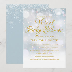 Invitación Lluvia de Virtual Baby Shower de Invierno
