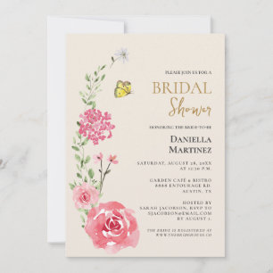 Invitación Lluvia floral de acuarela de mariposa para la fies