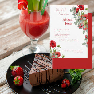 Invitación Lluvia floral roja de vibrante poesía para la desp