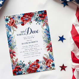 Invitación Lluvia Floral Rojo, Blanco y Próximo 4 de Julio Ba