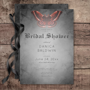 Invitación Lluvia Negra Acuarela Roja Mariposa Noche de Bodas