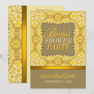 Invitación Lluvia Nupcial de Damasco Antiguo Amarillo Dorado