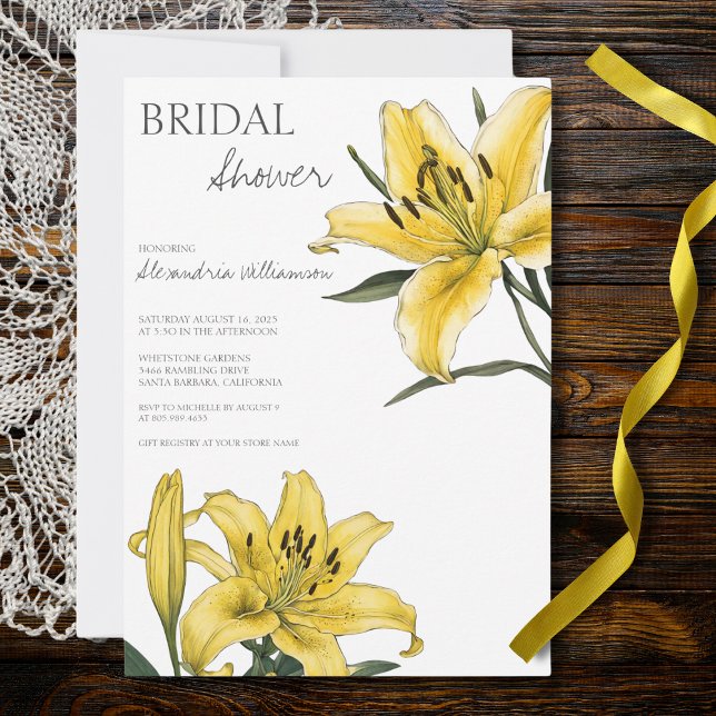 Invitación Lluvia Nupcial de Lirios Amarillos Modernos (Subido por el creador)