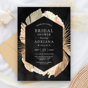 Invitación Lluvia Nupcial Negra de Palma Seca de las Pampas R