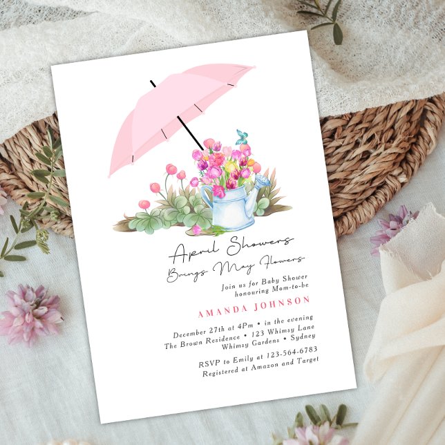 Invitación Lluvia Rosa De Abril Trae Flores De Mayo Baby Show (Subido por el creador)