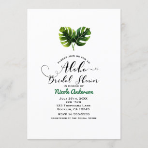 Invitación Lluvia Simple y Elegante de Hojas Tropicales para