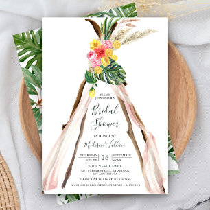 Invitación Lluvia Tropical Boho Arco Triangular Despedida de