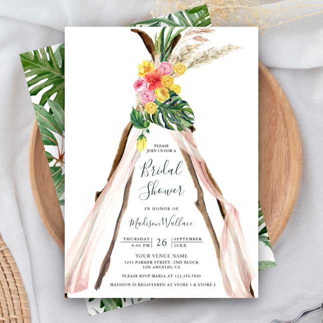 Invitación Lluvia Tropical Boho Arco Triangular Despedida de  (Subido por el creador)