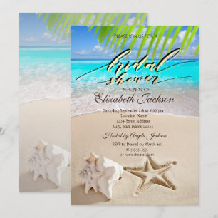 Invitación Lluvia Tropical de Playa, Estrella de Mar, Caracol