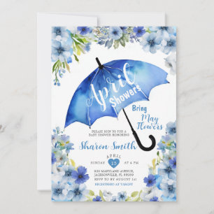 Invitación Lluvias de Abril traen Flores de Mayo Paraguas Azu
