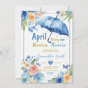 Invitación Lluvias de Abril traen flores de Mayo Paraguas Azu
