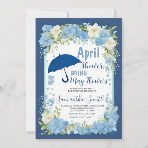 Invitación Lluvias de Abril traen flores de Mayo Paraguas Azu