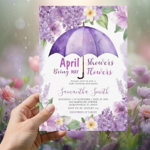 Invitación Lluvias de Abril traen flores de Mayo Paraguas Mor