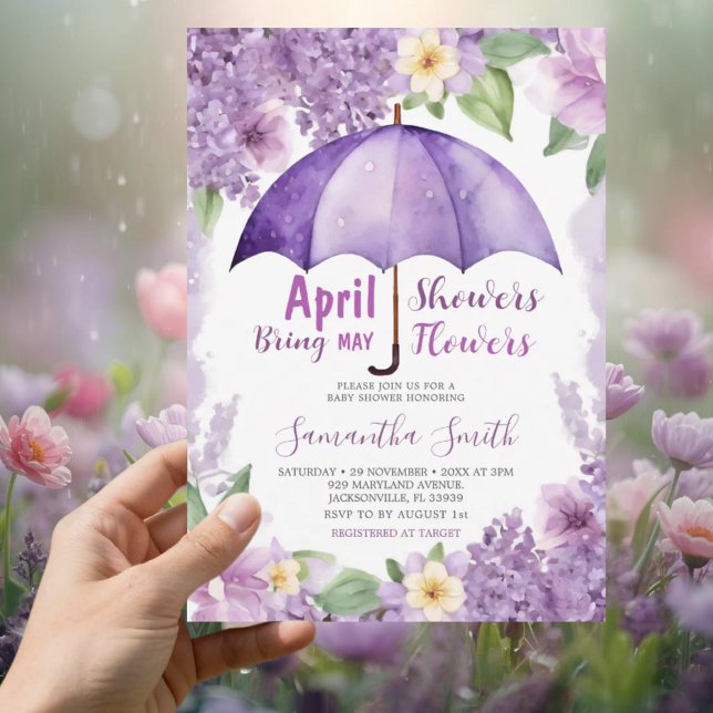 Invitación Lluvias de Abril Traen Flores de Mayo Paraguas Mor (Subido por el creador)