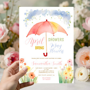 Invitación Lluvias de Abril traen Flores de Mayo Paraguas Roj