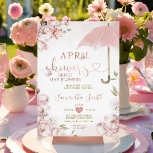 Invitación Lluvias de Abril traen Flores de Mayo Paraguas Ros