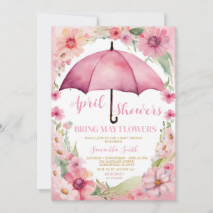 Invitación Lluvias De Abril Traen Flores De Mayo Paraguas Ros