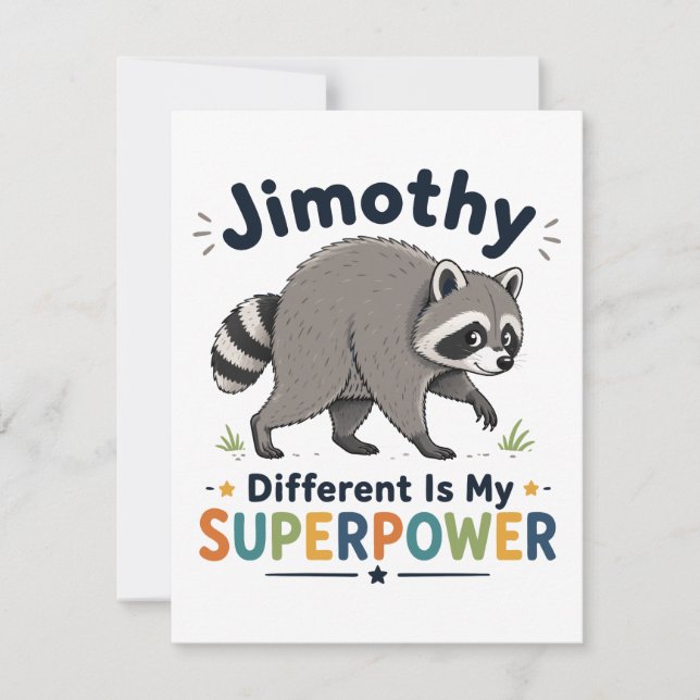 Invitación Lo diferente de Jimothy es mi superpoder (Anverso)