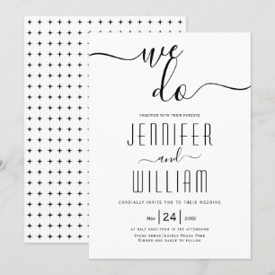 Invitación "Lo hacemos" boda de caligrafía de escritura cursi