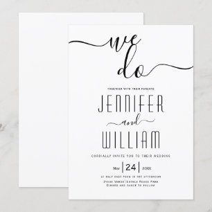 Invitación "Lo hacemos" boda de caligrafía de escritura cursi
