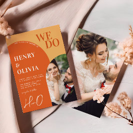Invitación Lo hacemos | Boda de fotografía audaz Naranja Retr