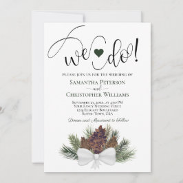 Invitación ¡Lo Hacemos! Boda de Invierno Rústica de Pinecones