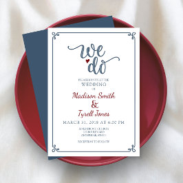 Invitación "Lo hacemos" Dusty Blue & Red Boda