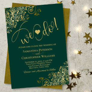 Invitación ¡Lo Hacemos! Elegante amigo Boda verde esmeralda y