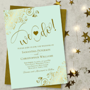 Invitación ¡Lo Hacemos! Elegante Amigo Mint Green & Gold Boda