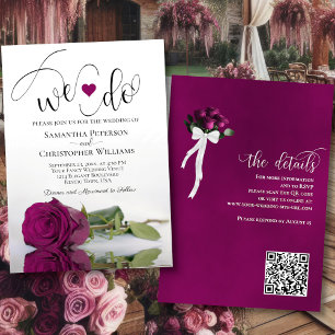 Invitación ¡Lo Hacemos! Elegante Boda de código QR de Pluma M