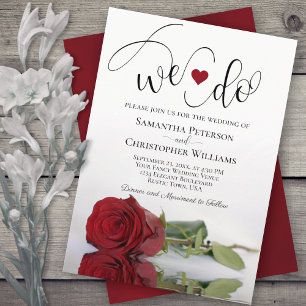 Invitación ¡Lo Hacemos! Elegante Boda Largo Estampado Rojo Ro