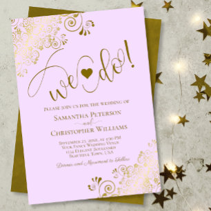 Invitación ¡Lo Hacemos! Elegante Frilly Lilac Boda Purple & G